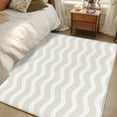 thumbnail image 1 of Cream Stripe 3x5 Area Rugs, Modern Abstract Waves Beige Striped Non-Skid Rubber Backing Large Rectangle Rugs - Living Room Bedroom Home Office, Indoor Floor Mat Carpets Washable Rug, 1 of 9