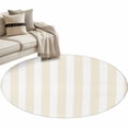 thumbnail image 1 of Cream Striped Large Area Rugs for Bedroom Living Room, Soft Non Slip Carpet Bedside Rug, Modern Farmhouse Cream White Stripes Round Floor Cover Kitchen Accent Rug 3' for Dining Room/Office, 1 of 9