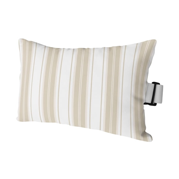 Cream Striped Outdoor Pillows for Chaise Lounge Chair Waterproof Lumbar Pillows with Insert&Adjustable Elastic Strap Beach Headrest Pillow Modern Thin Line Vertical Stripes Pillow for Pool 12"x20"