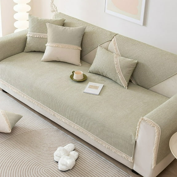 Cream Style Sofa Cushion,All-season Universal Sofa Cushion,Non-slip Fringe Sofa Cushion,Soft Comfortable Sofa Mat,Machine Washable Sofa Pad,Decorative Protective Cushion