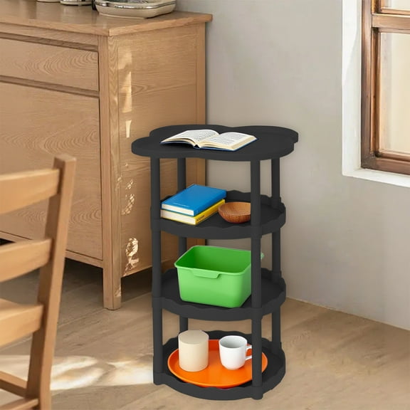 Cream Style Sofa Side Table, Living Room Small Coffee Table, Floor-to-Ceiling Movable Storage Table Four-Leaf Cloud Shelf, Plastic End Table