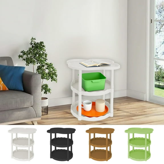 Cream Style Sofa Side Table Living Room Small Coffee Table with Movable Storage and Cloud Shelf for Compact Spaces and Modern Home Decor Akmoler