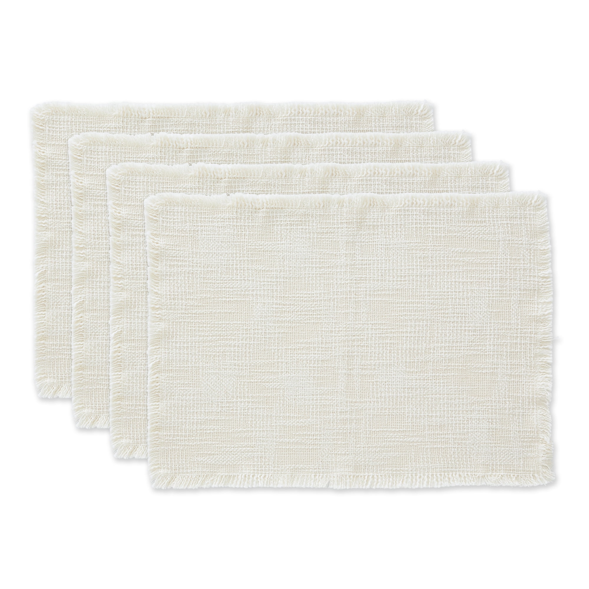 DII Cream Sugar Basket Fringe Stripe Placemat Set/6