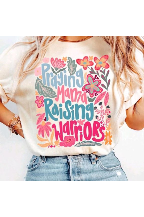 Cream T1EE With Colorful Floral And Text Design Color CreamPink Size S