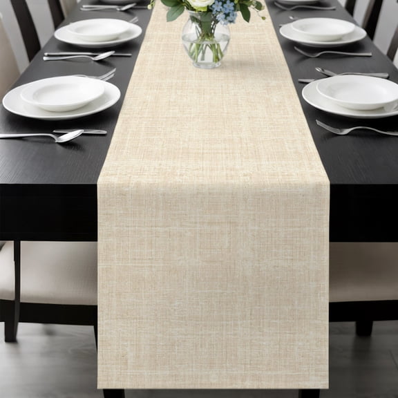 Cream Table Runner 36 Inches,Short Dining Table Runners Dresser Scarves,Farmhouse Vintage Cream Solid Color Modern Kitchen Coffee Tablerunner for Tabletop Party Birthday Holiday Wedding Decor 13"x36"