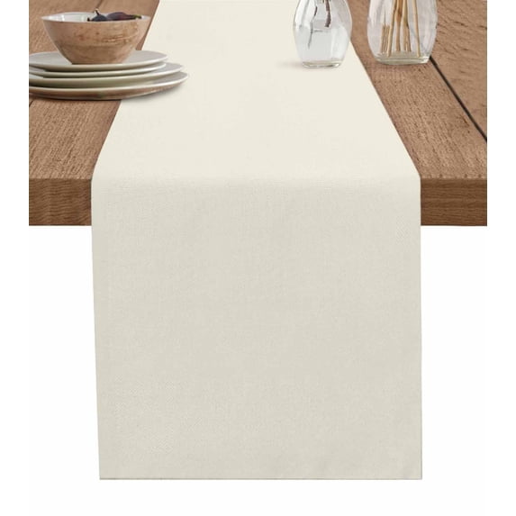 Cream Table Runner Modern Pure Beige Tablerunners 13 x 120 Inch, Table Decorations Tabletop Scarf for Summer Gathering Holiday Farmhouse Kitchen Dining Decor