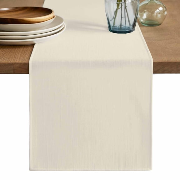 Cream Table Runner, Modern Pure Beige Washable Cotton Linen Table Runners 48 Inches Long, Dresser Scarf Runner for Nightstand/Coffee/End Tables 13''x48''
