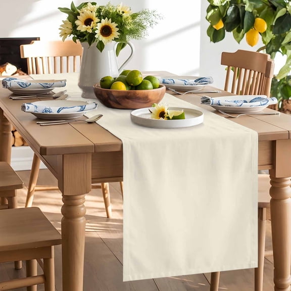 Cream Table Runner, Solid Color Washable Kitchen Table Runners Dress Scarves for Dining Table Decorations Party/Restaurant/Indoor Outdoor Use, 13x36in