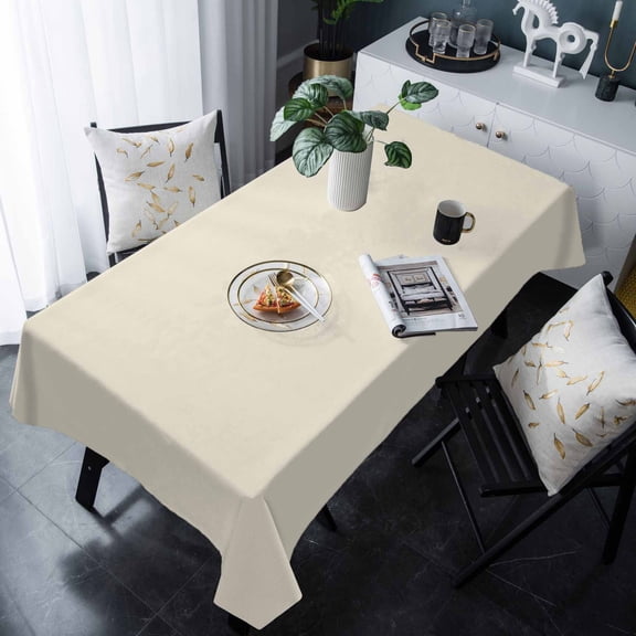 Cream Tablecloth Rectangle Table Cloth 60x120 , Waterproof Tablecloth Outdoor Table Cloth, Modern Pure Beige Washable Table Cover for Kitchen Dining Party