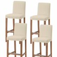 thumbnail image 1 of Cream Thin Lines Bar Stool Covers - Stretch Dining Chair Covers Set of 4, Modern Striped Minimalist Bar Chair Cover Removable Counter Stool Pub Chairs Slipcovers Protectors for Kitchen/Cafe, 1 of 9