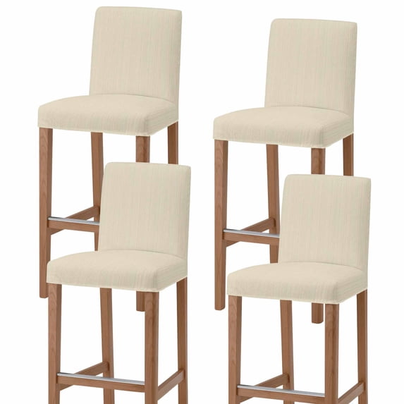 Cream Thin Lines Bar Stool Covers - Stretch Dining Chair Covers Set of 4, Modern Striped Minimalist Bar Chair Cover Removable Counter Stool Pub Chairs Slipcovers Protectors for Kitchen/Cafe