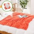 thumbnail image 1 of Cream Throw Blanket 3D Ribbed Jacquard Fleece Flannel Velvet Plush Decorative Bed Blanket, Super Soft, Lightweight, Warm and Cozy for Couch Sofa 79x47in,Orange, 1 of 7