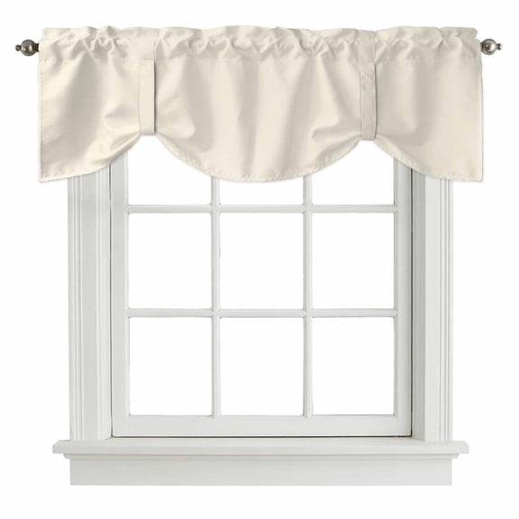 Cream Tie Up Valance for Windows Solid Color Adjustable Curtain Valance Rod Pocket Balloon Shade Window Treatment for Kitchen Living Room Bedroom 42x18inch