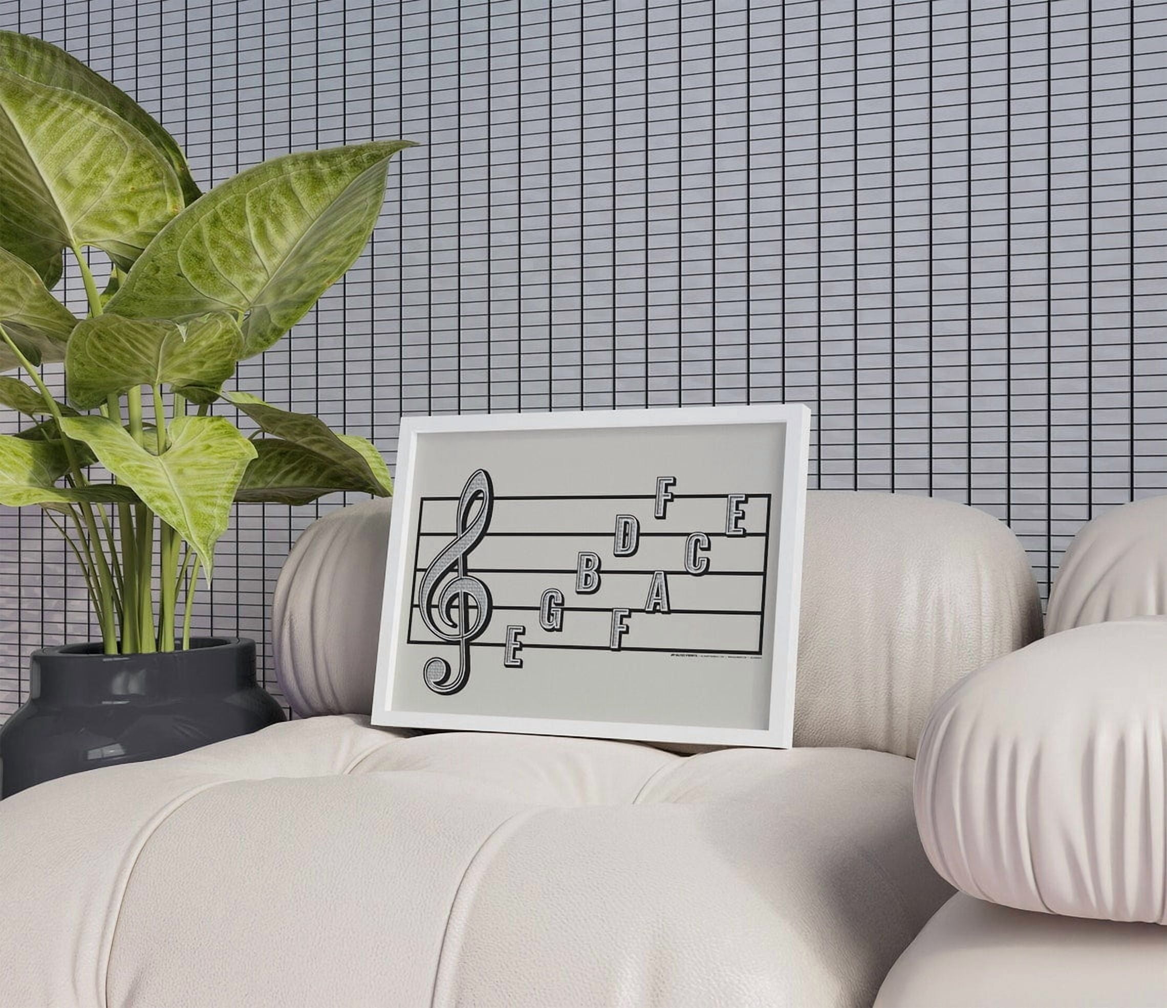 Cream Treble Clef Note Names Wall Art Print, Music Lesson Classroom ...