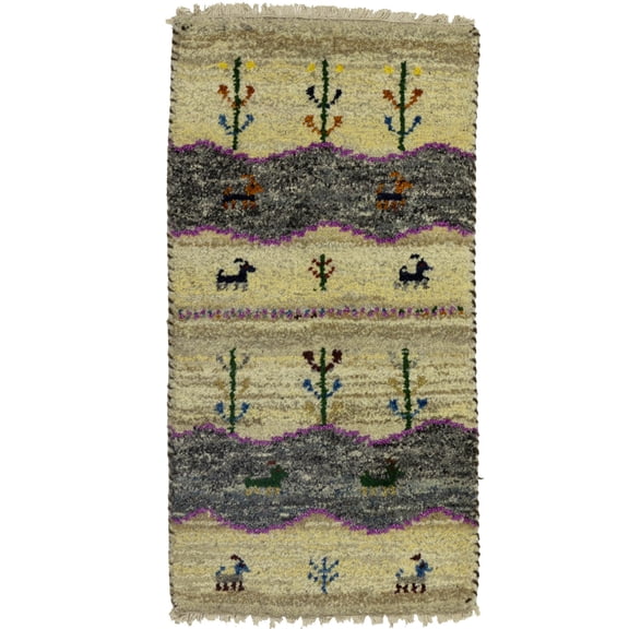 Cream Tribal 1'4X2'7 Indo-Gabbeh Oriental Rug