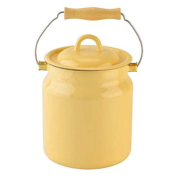 Cream Vintage Enamel Milk Can with Lid – Rustic Farmhouse Kitchen Décor