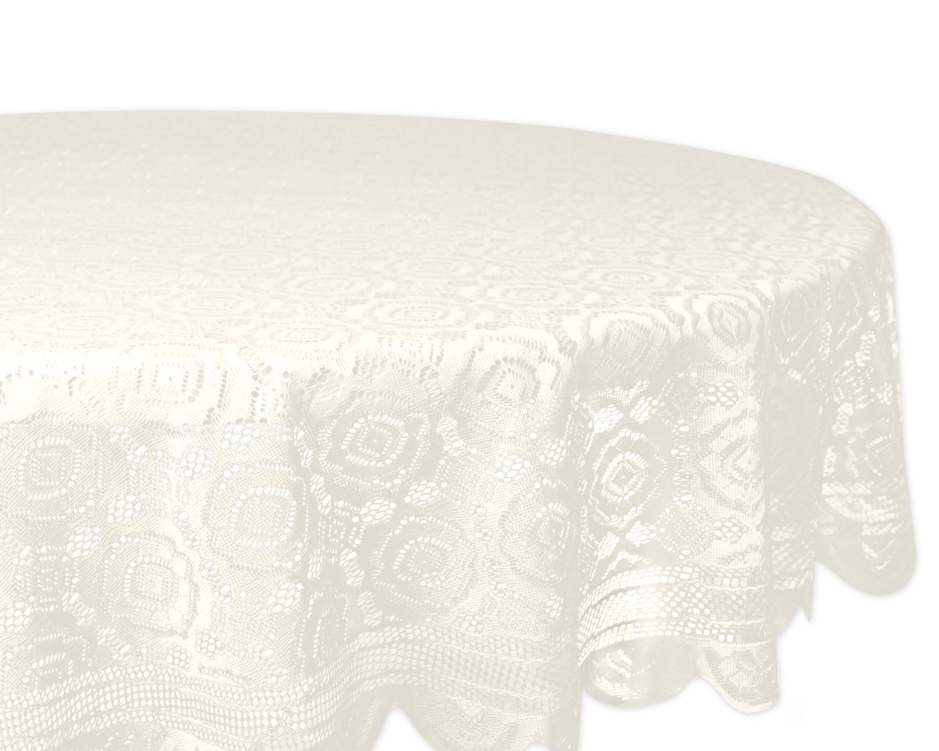 Cream Round Lace Polyester Tablecloth, 63"