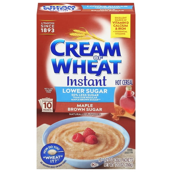 Cream of Wheat, Instant Hot Cereal, Maple Brown Sugar Flavor, 10-1.23 oz, Shelf Stable Cardboard Box