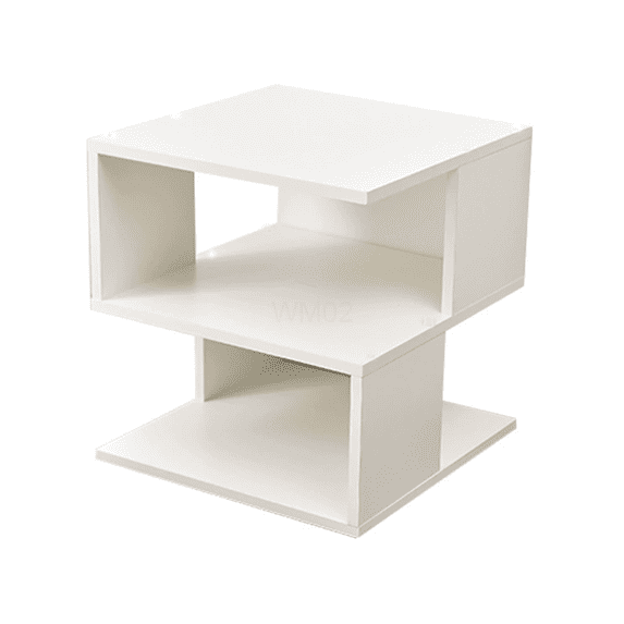 Cream White 2 Tier Storage Shelf, Minimalist End Table for Living Room ...