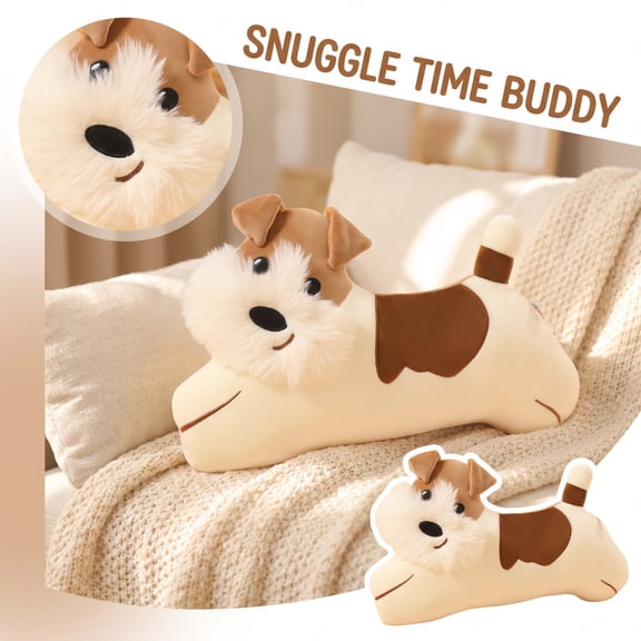 Cream-White Beagle Cute Plush Toy 19.7in with Light Brown Patches,Soft Adorable Stuffed Animal Pillow for Sofa Bedroom Decor Cuddle Companion Gift