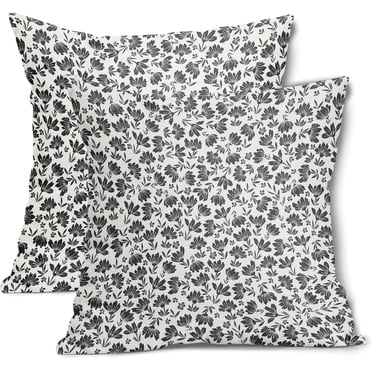 Vintage Floral Pillow Covers 20x20 Inch Set Of 2 Dark Brown Cream Floral Throw Pillow Covers Chinoiserie Flower Pillowcases Rustic Farmhouse Cotton Line