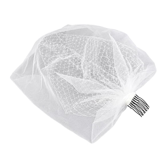 Cream White Bridal Wedding Veil, 2-Tier Vintage Bird Cage Veil with 8-Tooth Comb, Soft Fishnet Mesh Short Headpiece for Retro Bridal Hair Accessories and Wedding Dresses