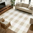 thumbnail image 1 of Cream White Buffalo Check 6x9 Area Rugs, Farmhouse Plaid Modern Geometric Non-Skid Rubber Backing Large Rectangle Rugs - Living Room Bedroom Home Office, Indoor Floor Mat Carpets Washable Rug, 1 of 9