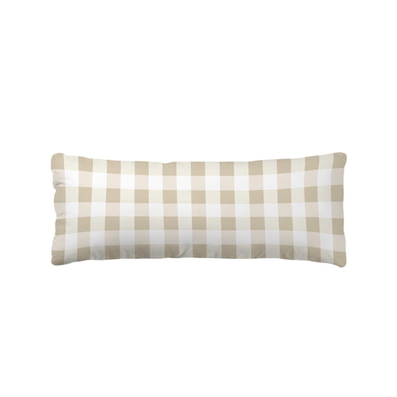 Cream White Buffalo Check Body Pillow Cover 20x54, Farmhouse Plaid Modern Geometric Decorative Pillowcase with Zipper, Microfiber Pillow Protector, Soft Breathable Long Lumbar Pillowcases for Women