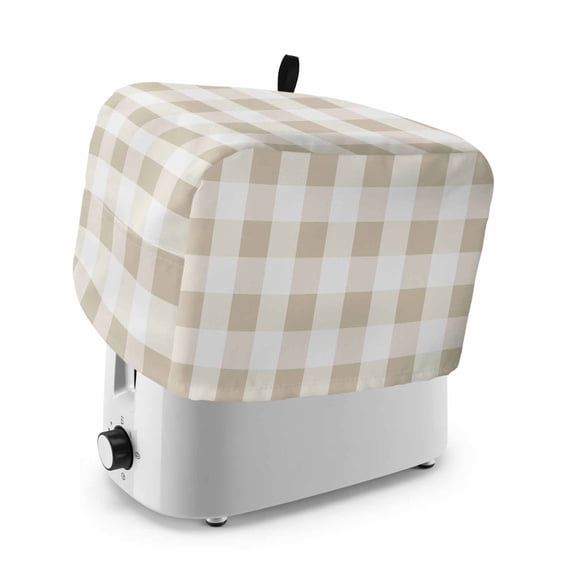 Cream White Buffalo Check Toaster Cover 4 Slice, Farmhouse Plaid Modern Geometric Dustproof Bakeware Oven Protector with Top Hook, Waterproof Small Kitchen Appliance Toasters Dust Cover, 12"x11"x8"