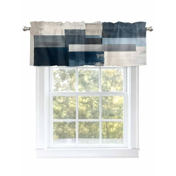 Cream White Curtain Valances for Windows, Gradient Stripes Window Valances, Window Treatment Rod Pocket Valance Curtains for Living Room/Kitchen/Bedroom/Bathroom, 54x18in