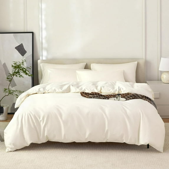 Cream White Duvet Cover King Size 3 Piece-100% Egyptian Cotton Duvet Cover Set ,1600 Thread Count -Extra Soft Bedding Set(104x90 inches)