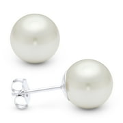 ALFRED & VINCENT Cream White Freshwater Pearl Butterfly-Pushback Stud Earrings in 14k White Gold