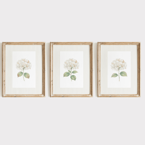 Cream White Hydrangea Vintage Grandmillennial Poster Set Set 3 , Poster Only