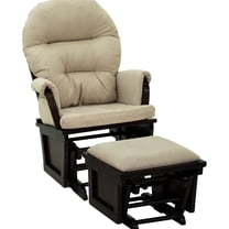 Cream White Nursery Rocking Chair With , Wood Base, Cushion For Comfort Stylish Glider , White, Thick Padding,