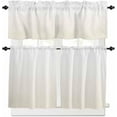 thumbnail image 1 of Cream White Ombre Kitchen Curtains and Valances Set, Rod Pocket Curtains Tier Farmhouse Window Curtains 36 Inch Length, Minimalism Line Texture Modern Art 3 Piece Kitchen Curtains Set, 1 of 6