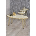 thumbnail image 1 of Cream White Oval Coffee Table Set with 4 PCS,Set With 3 Modern Round Nesting Tables And Coffee Table with Gold Metal Legs,Stacking Side Tables With Gold Side Details,Set of 4 Small Accent Tables, 1 of 1