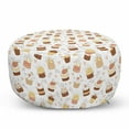 thumbnail image 1 of Cream and White Pouf Cover with Zipper, Cupcakes Various Toppings Whipped Cream Sugarpaste Fondant, Soft Decorative Fabric Unstuffed Case, 30" W X 17.3" L, White Cream, by Ambesonne, 1 of 5