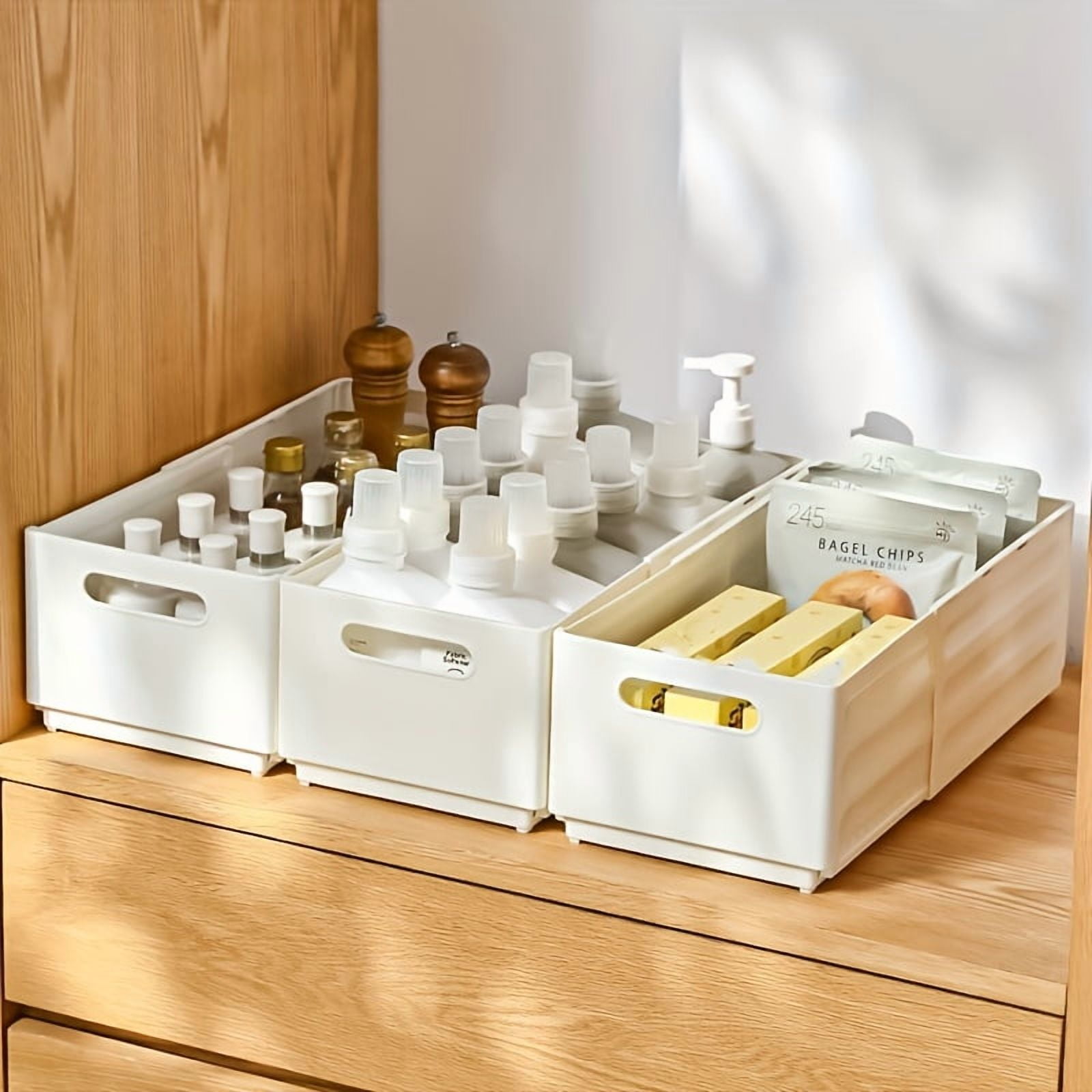 Cream White Retractable Storage Box with Smooth Drawers, Heavy-Duty ...