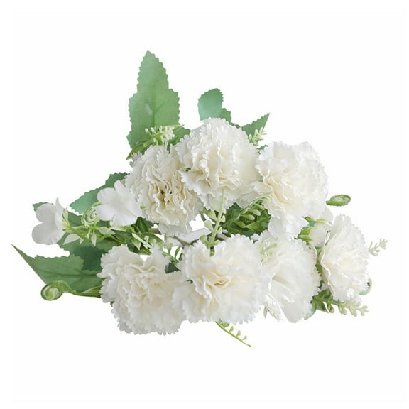 Cream White Silk Carnation Picks, Artificial Flowers for Weddings, Decorations, DIY Decor,Simulation Flower Fadeless Widely Applied 7 Heads Vivid Carnations Artificial Flowers
