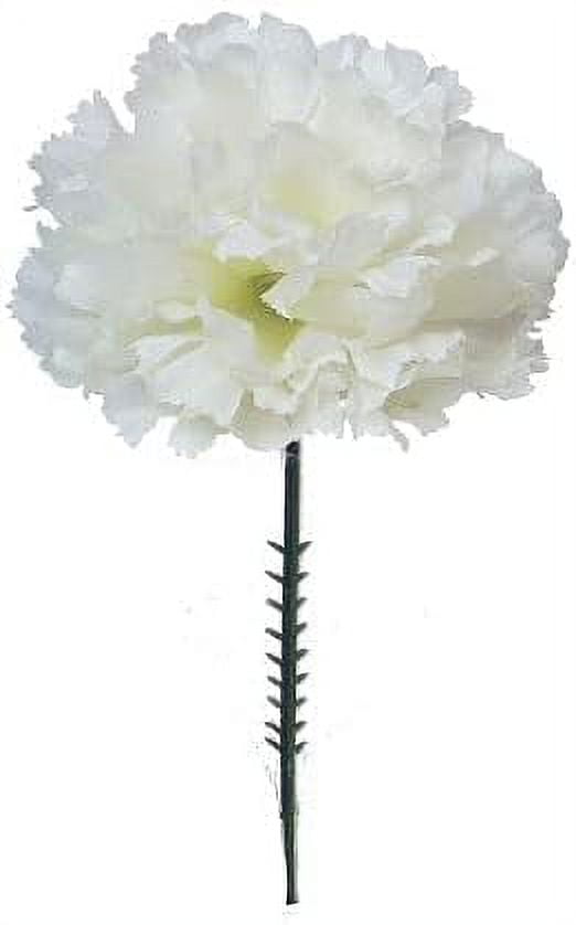 Cream White Silk Carnation Picks, Artificial Flowers for Weddings