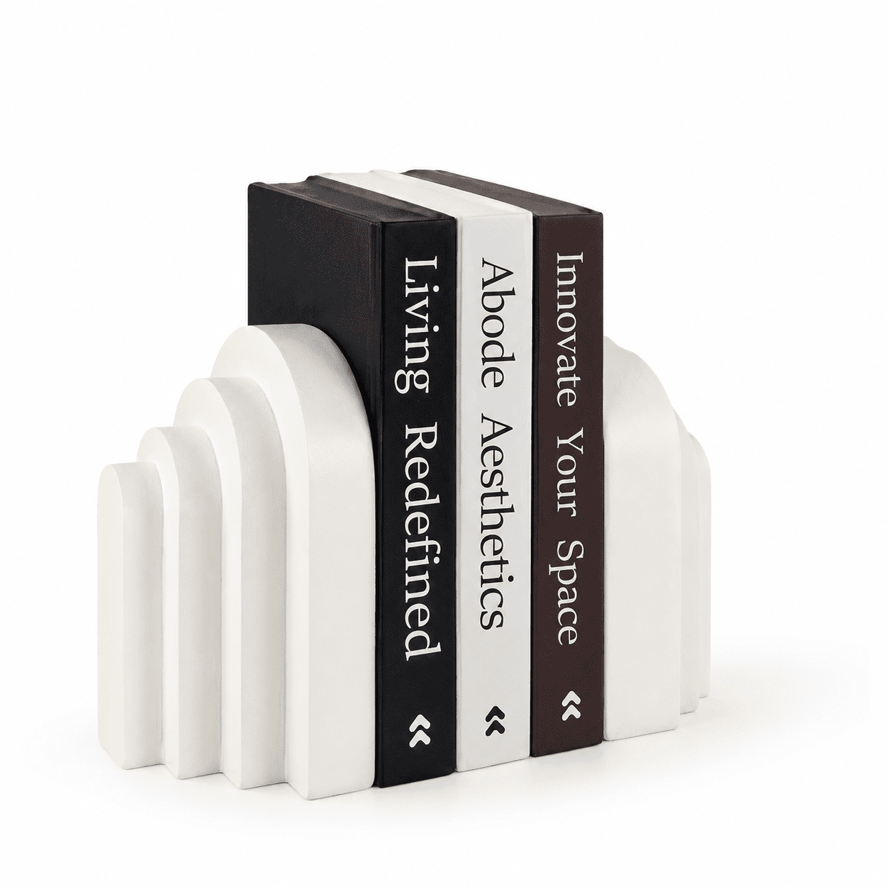 Cream White (Smooth Texture) Layered Arch Design Decorative Bookends ...