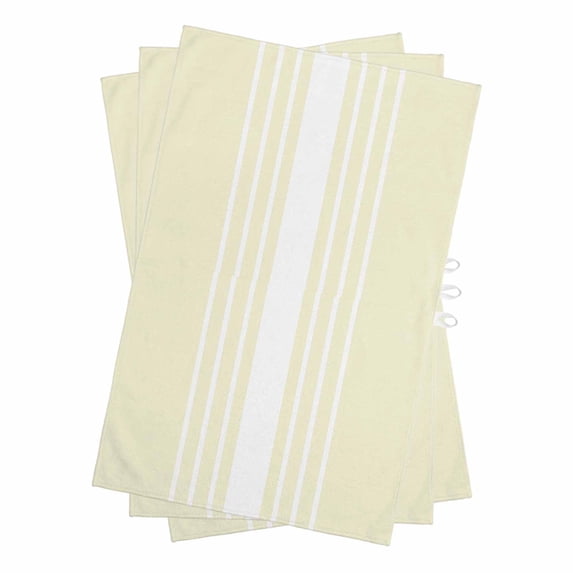 Cream White Stripe Kitchen Towels Set of 3, Water Absorbent Dish Towel, Modern Rustic Vertical Striped Decorative Hand Towels - Quick Drying Cloth for Cooking Baking, 18x28 Inch