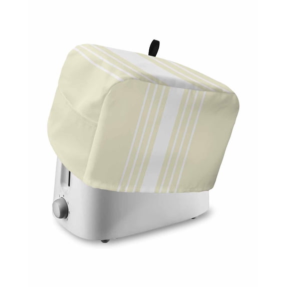 Cream White Stripe Toaster Cover 2 Slice, Small Kitchen Appliance Covers, Modern Rustic Vertical Striped Toaster Oven Cover with Loop, Bread Machine Cover Polyester Dust Cover Protection