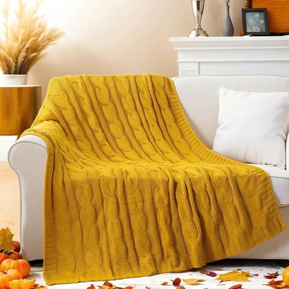 Cream White Throw Blanket for Couch, Decorative Ivory Throw Blankets for Bed Sofa, Soft Warm Cozy White Knit Blanket for Outdoor Picnic Travel, 51"x67"