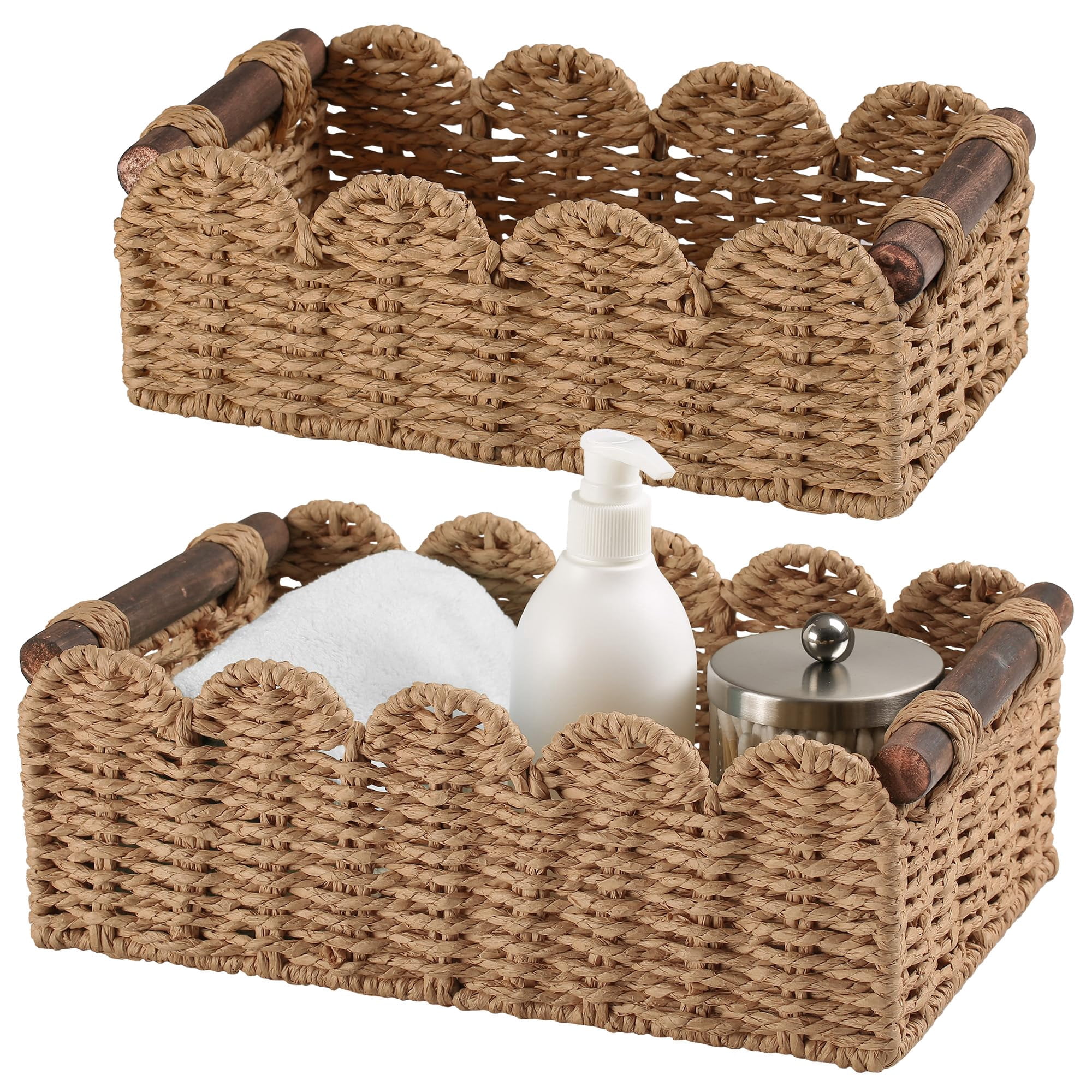 Cream Wicker Storage Basket Tank Top Organizer