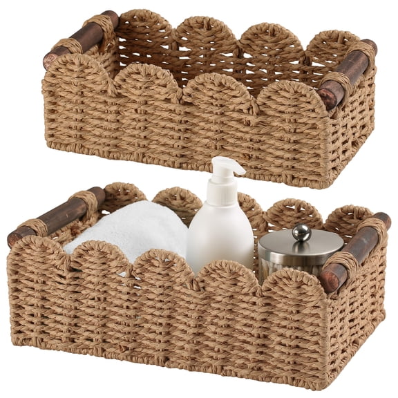 Cream Wicker Storage Basket Tank Top Organizer