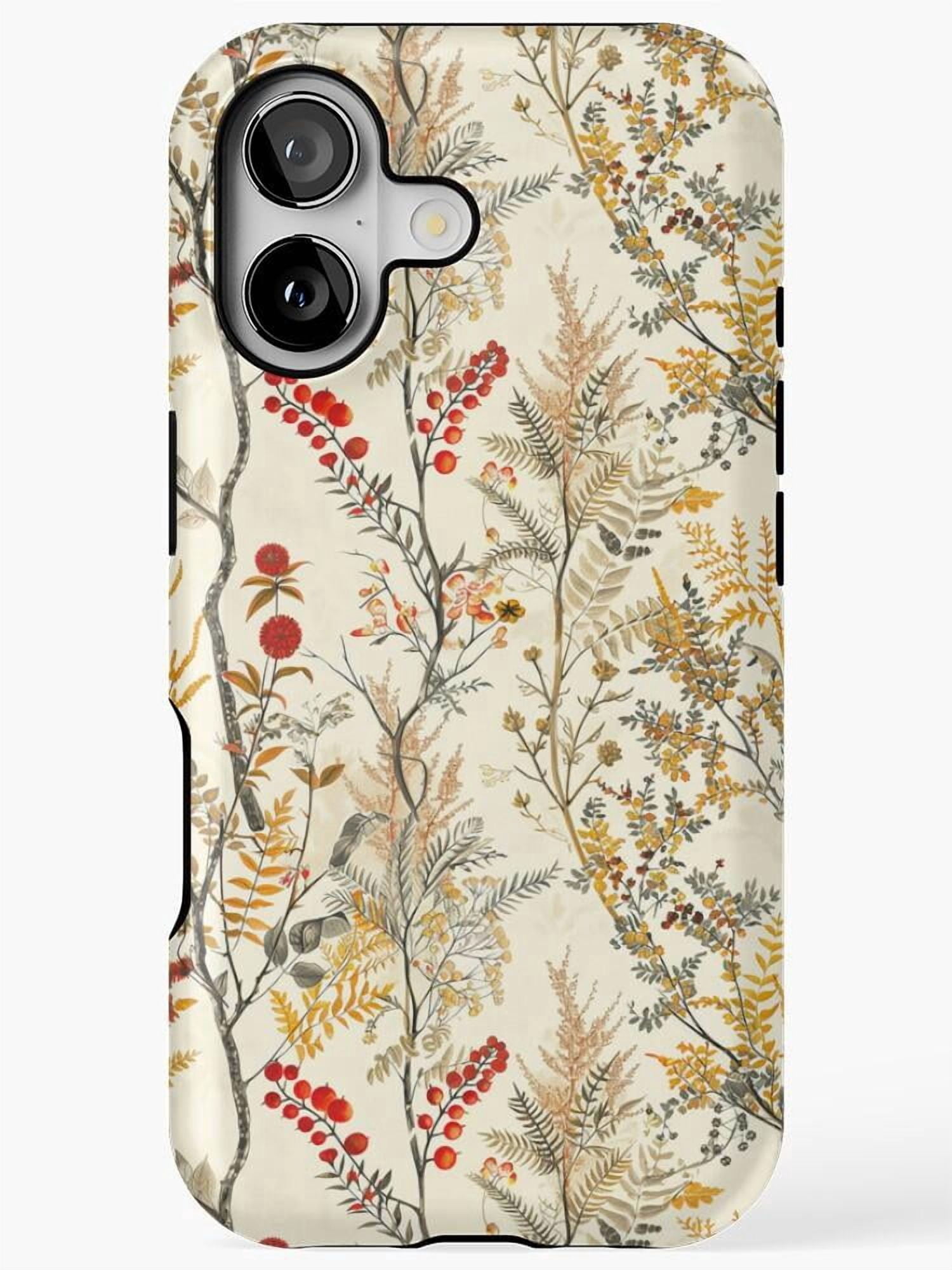 Cream Wildflower, Berry Branch and Fern Tough Phone Case, Polycarbonate ...