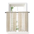 thumbnail image 1 of Cream Wooden Curtains 45 Inch Length, Sheer Curtains for Bedroom Living Room Window Farmhouse Brown Vintage Distressed Rod Pocket Voile Drapes Kitchen Curtains Small Half Window 42"x45" 2 Panels, 1 of 7