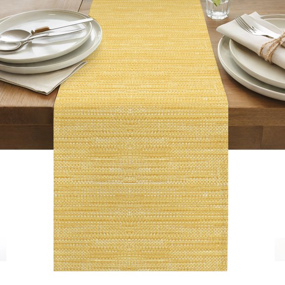 Cream Yellow Table Runner, Country Vintage Minimalist Solid Color Backdrop Washable Kitchen Table Runners Dress Scarves for Dining Table Decorations Party/Restaurant/Indoor Outdoor Use, 13x36in