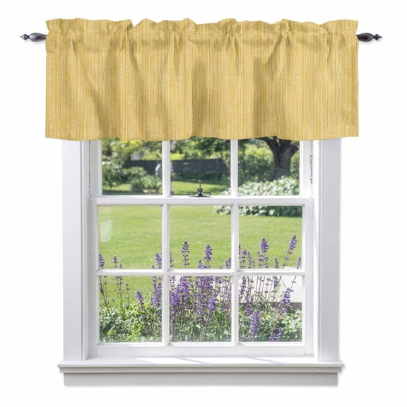 Cream Yellow Valances for Windows, Country Vintage Minimalist Solid Color Backdrop Valance Window Treatment Rod Pocket Short Curtains Valances for Kitchen Bathroom 60"W x 14"L